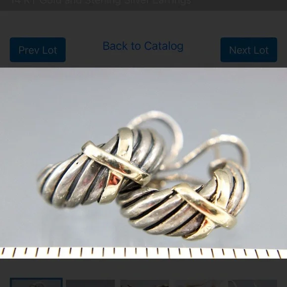 James Avery 14 KT Gold and Sterling Silver Earrings - Picture 2 of 7